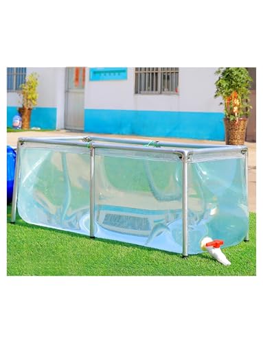 Temporary Holding Tank,Portable Water Storage Containers,Folding PVC Fish Pond,Transparent Aquarium Pool with Drain Valve(200x100x60cm) - size: 200x100x60cm