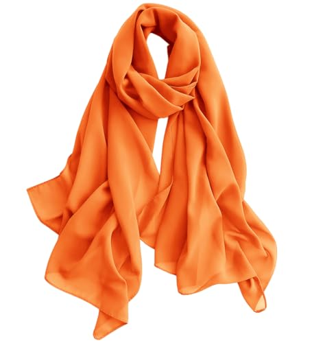 Harewom Chiffon Hijab for Women Sheer Shawl and Wraps for Wedding Bridal Scarves Summer Lightweight Sun-proof Scarf - color: Orange Chiffon Hijab Shawls Scarves
