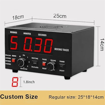Professional Boxing Interval Timer, Race Timer, Gym Interval Timer with Led Display, Selectable Workout Time and Cycle Repeats, Adjustable Sound, Timer