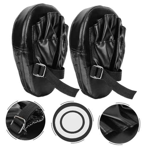 BESPORTBLE 2Pcs Curved Boxing Hand Pads, Black PU Sponge, for Men and Women | Impact and Kick Resistance, Safe Feel, Three-Layer Thick Build, Martial Arts Practice, Boxing Strike Focus