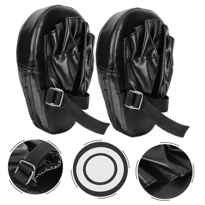 BESPORTBLE 2Pcs Curved Boxing Hand Pads, Black PU Sponge, for Men and Women | Impact and Kick Resistance, Safe Feel, Three-Layer Thick Build, Martial Arts Practice, Boxing Strike Focus