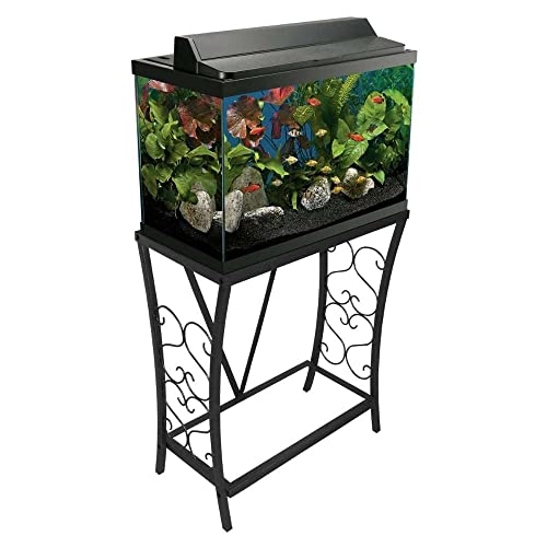 Aquatic Fundamentals 20 Gallon Metal Aquarium Stand, 24.3" L x 12.5" W, Black - size: 20 Gallon