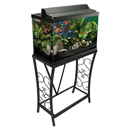 Aquatic Fundamentals 20 Gallon Metal Aquarium Stand, 24.3" L x 12.5" W, Black - size: 20 Gallon