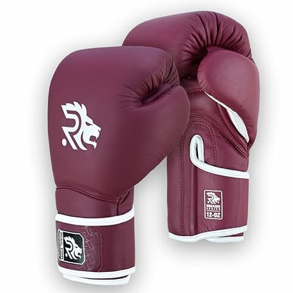 Ring Pro Leather Boxing Gloves with Strap – Premium for Training, Sparring, MMA, Kickboxing, Muay Thai (Unisex) - color: Maroon, size: 16 oz