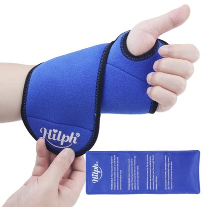 Hilph Wrist Ice Pack Wrap for Carpal Tunnel Relief, FSA Eligible HSA, Reusable Wrist Hot & Cold Therapy Brace for Hand Injuries, Arthritis, Tendonitis, Surgery Recovery Items Gifts Men Women, Blue - style: Casual
