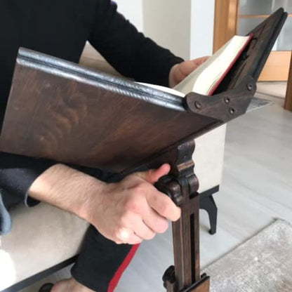 Adjustable Carved Wooden Book Stand | Quran, Bible, Torah Holder Lectern | Dictionary, Cookbook Stand