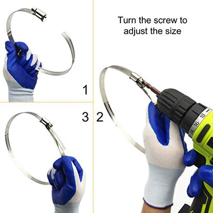 2Pcs 10" (Diameter) Adjustable 304 Stainless Steel Duct Clamps Hose Clamp Pipe Clamp Air Ducting Clamp worm drive hose clamps (251mm-273mm) - size: 10" -2Pcs