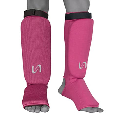 UFG Ultimate - Cloth Shin Instep Guard - Karate MMA Boxing Muay Thai Training Protection - color: Pink, size: Large-X-Large