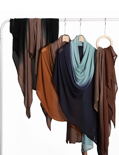 Txmout Ombre Modal Hijab Scarf for Women Muslim, Soft Lightweight Headscarf - color: Black - Khaki