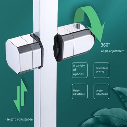 Adjustable Shower Head Holder for Slide Bar, 15-30MM O.D. Rail Head Bracket Holder for Slide Bar Slider Clamp Bathroom Replacement 360 Degree Rotation Sprayer Holder(Silver)