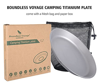 Boundless Voyage Ultralight Titanium Bowl Pan Plate Dish with Carry Bag Outdoor Camping Portable Tableware Cookware (Ti1111T (Shallow Plate)) - color: Ti1111T (Shallow Plate)