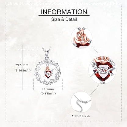 Sterling Silver 3 Nails Cross/Saint/Egyptian/Catholic Cross/Holy Spirit Necklace Religious Pendant Jewelry for Women - style: Sacred Heart