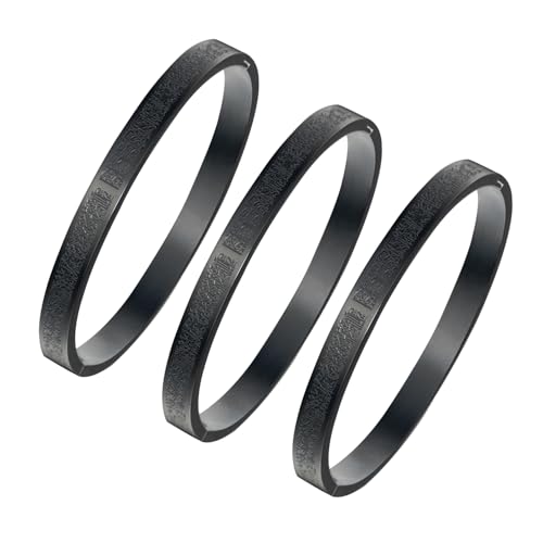 AYATUL KURSI Islamic Jewelry Bracelets Stainless Steel Openable Bangles Arabic Calligraphy Islamic Faith Gifts Messager Islamic Calligraphy Muslim Men Jewelry Bracelets Gift for Women - color: 3-Black