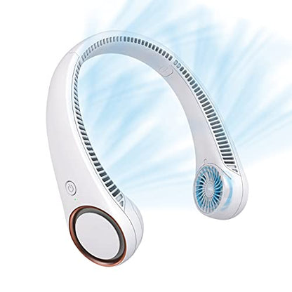 CIVPOWER Neck Fan: Portable Personal Neck Cooling Rechargeable Bladeless Fan - Hands Free 3 Speed 4000 mAh Battery USB Operated Wearable Headphone Design - Gift for Men Women Outdoor (White) - color: White