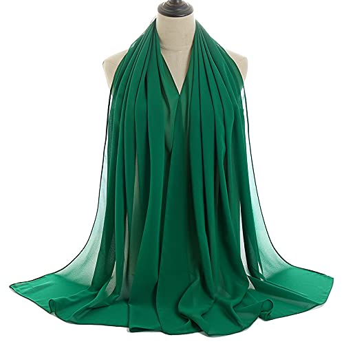 YOUR SMILE for Women Lightweight Breathable Solid Color Soft Chiffon Long Fashion Scarves Sun-proof Shawls Wrap - color: Green