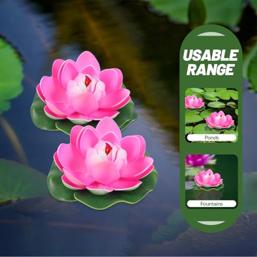 Cabilock 5PCS Floating Lotus Flowers, Artificial Pond Pool Decor - color: Pink