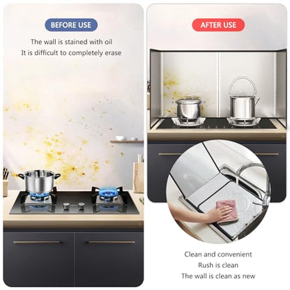 2 Pieces 2 Sided Grease Splatter Guard Foldable Splatter Guard for Stove Stainless Steel Oil Splatter Screens Backsplash for Wall Gas Range Frying Pan Camping(Size:15.7×15.7inches) - size: 15.7×15.7inches