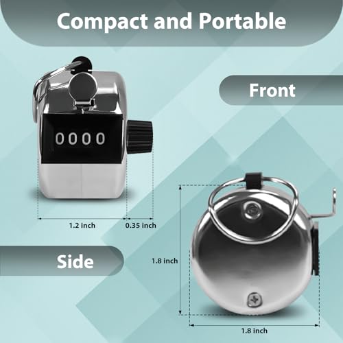 6 Pack Clicker Counter, Hand Tally Counters, 4 Digit Display Clicker | with Black Nylon Lanyard, Pitch Counter for Knitting, Coaching, Golf, Lap, Fishing, Umpire, Baseball, Row Sport - color: Silver Color