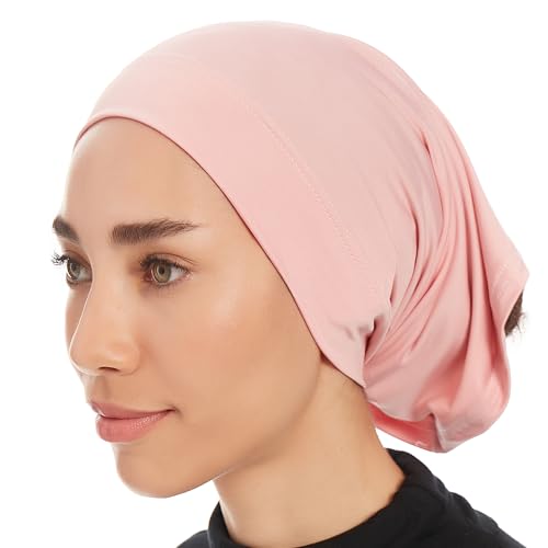 Hijab Caps Underscarf for Women – Black Hijab Cap Underscarf Turban Dreadlocks Tube – Muslim Accessories Headscarf - color: Bubblegum