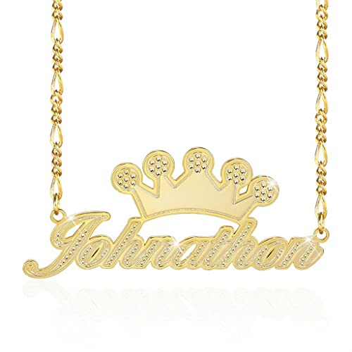 Custom Name Necklace Double Plated Name Necklace Personalized Name Plate Necklaces Name Necklaces for Women 18k Gold Plated Nameplate Pendant - color: Style 13