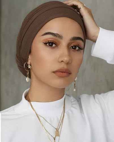 Ribbed Jersey Hijab Scarf for Women, Hijab for Women Muslim Breathable Stretchy Hajib - color: Espresso