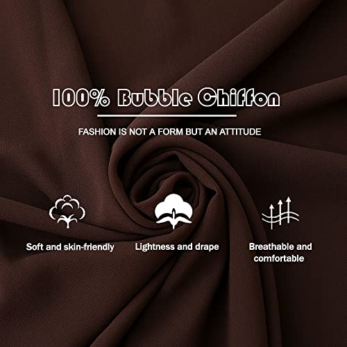 Yeieeo Instant Chiffon Hijab with Undercap (Tube or Bandage Cap), Breathable, no sweat buildup,Solid Chiffon Head Wraps - color: Coffee