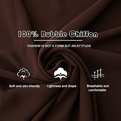 Yeieeo Instant Chiffon Hijab with Undercap (Tube or Bandage Cap), Breathable, no sweat buildup,Solid Chiffon Head Wraps - color: Coffee