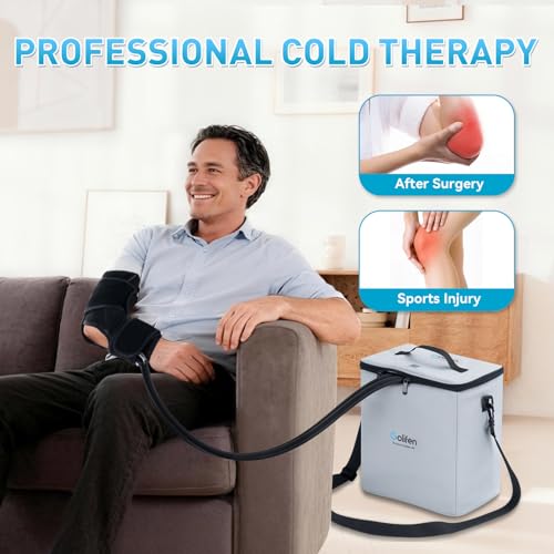 Cold Therapy Machine with Programmable Timer, Cryotherapy Pain Relief with Compression Pad, Portable Ice Machine for Knee After Surgery