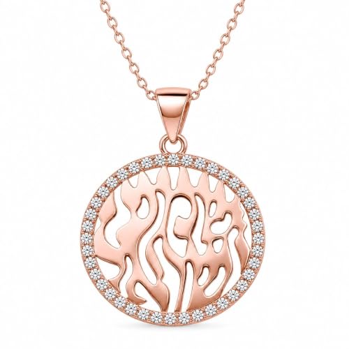 Shema Israel Necklace Sterling Silver CZ Hebrew Prayer Jewish Women Gift - color: Rose Gold