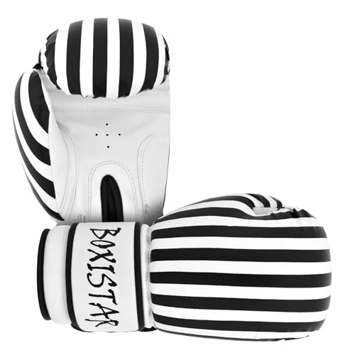 Athllete Boxistar Boxing Gloves - Men's & Women's, 8 oz to 16 oz with Optimal Padding - color: Black/White, size: 14 oz