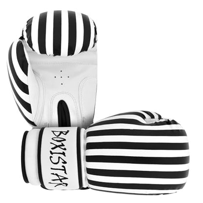Athllete Boxistar Boxing Gloves - Men's & Women's, 8 oz to 16 oz with Optimal Padding - color: Black/White, size: 14 oz