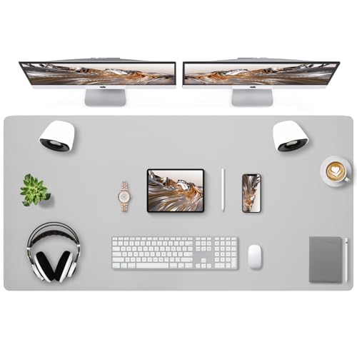 Bloss Large Desk Pad, 47.2" x 24" Desk Mat, Desk Pads on Top of Desks, Computer Mat Non-Slip, Desk Blotter Waterproof, Easy to Clean - Light Grey - color: Light Grey, size: 47.2" x 24"