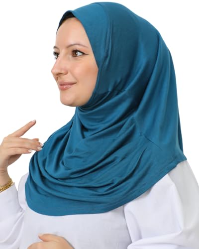 Prien Plain Ready To Wear Hijab for Women, Muslim Instant Turbans, Soft Jersey Scarf, Islamic Clothes, Long Hijabs, Abaya - color: Turquois