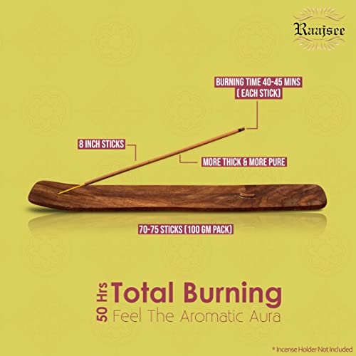 Raajsee Citronella Incense Sticks 100 gm Pack-100% Pure Organic Natural Hand Rolled Free from Chemicals-Perfect for Church,Aromatherapy,Relaxation,Meditation,Positivity & Sensual Therapy - color: Citronella