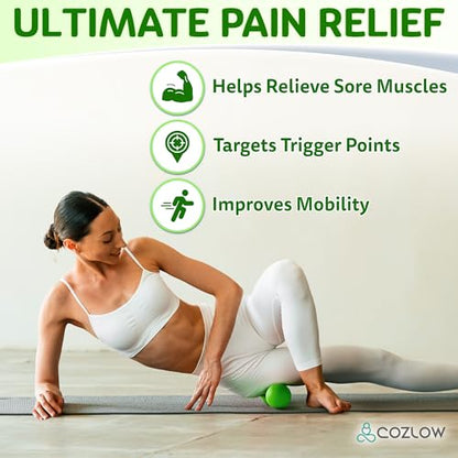 COZLOW Peanut Massage Ball - Deep Tissue Therapy, Pain Relief - Jade Green | Cozlow 5" double lacrosse silicone massage ball, trigger point roller for mobility, acupressure tool for myofascial release - color: Jade Green