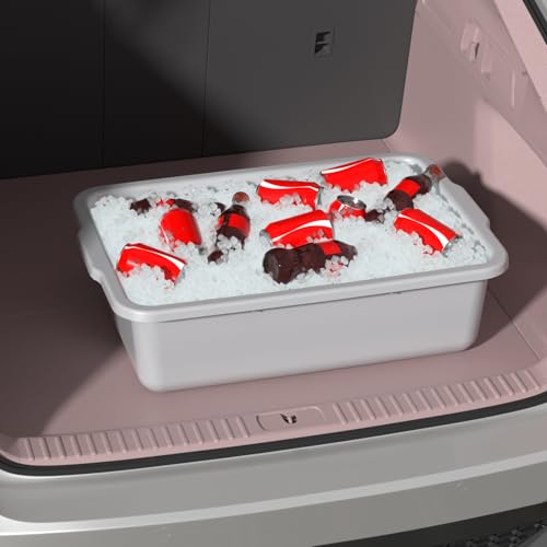 Light Gray Bus Tub, 35 L Plastic Commercial Bus Tubs, 4 Packs | Food Service Bus Box for Restaurant, Food Preparation, Frozen Food, Storage, Washing Dishes, Transportation and Cleaning - size: 35 L