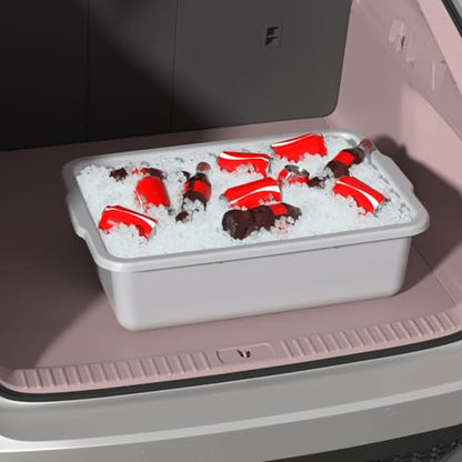Light Gray Bus Tub, 35 L Plastic Commercial Bus Tubs, 4 Packs | Food Service Bus Box for Restaurant, Food Preparation, Frozen Food, Storage, Washing Dishes, Transportation and Cleaning - size: 35 L