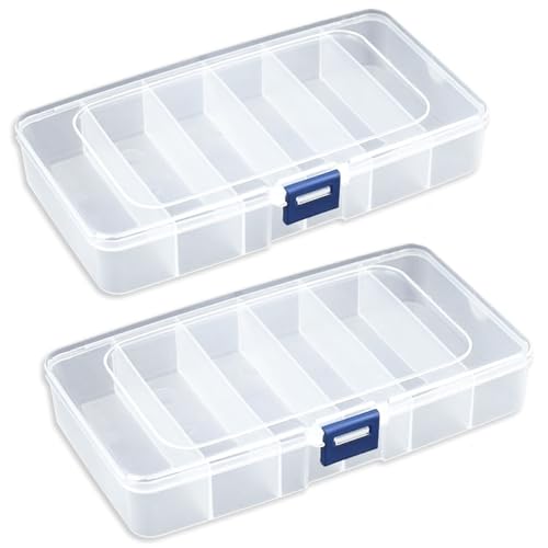 2 PACK Transparent Plastic Bead Organizers (6 Grids),Craft Organizers and Storage Beads Organizer, Art DIY, Crafts Jewelry Storage, Fishing Tackles, Size 7.48 x 3.94 x 1.38 in - size: 6 Grids