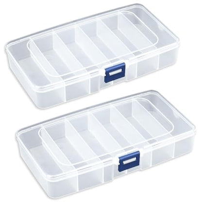 2 PACK Transparent Plastic Bead Organizers (6 Grids),Craft Organizers and Storage Beads Organizer, Art DIY, Crafts Jewelry Storage, Fishing Tackles, Size 7.48 x 3.94 x 1.38 in - size: 6 Grids