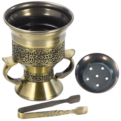 Frankincense Resin Incense Burner, Incense Censer, Bakhoor Burner, Charcoal Incense Burner, Incense Burner with Handle Tongs for Yoga, Spa Aromatherapy - color: Bronze