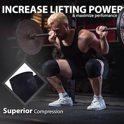 Beast Power Gear Neoprene Compression Knee Sleeves 7MM (Pair) Enhanced Knee Support in Squats Powerlifting Weightlifting and Wrestling – Unisex - color: Black/Black, size: X-Small