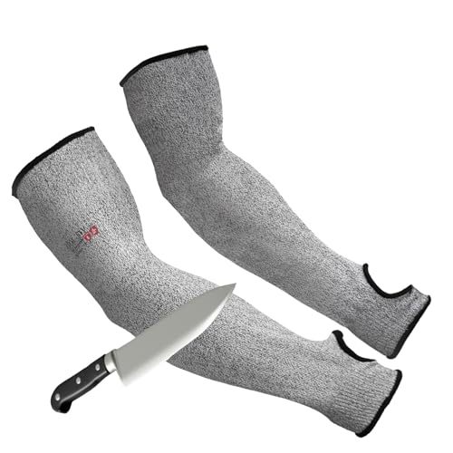 Arm Protectors For Thin Skin And Bruising, Kevlar Sleeves. A5 Level Cut Resistant Arm Sleeves For Gardening, Welding, Kitchen (Grey, 17.7 In) - color: Grey, size: 17.7 in - 1 Pair