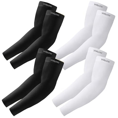 4 Pairs Arm Sleeves to Cover Arms for Men & Women,UV Sun Protection,Cooling Sports Compression,Tattoo Cover Up Sleeve - color: 2 Black+2 White