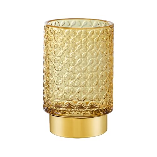 Makeup Brush Holder Organizer,Toothbrush Holders,Desk Pen Pencil Holder,Multifunctional Vintage Glass Brush Cup（A44-2-US） - color: Gold
