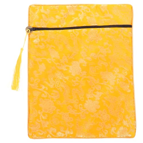 Buddhist Scriptures Storage Bag Holder for Travel Jewelry and Prayer Beads Versatile Organizer for Books and Documents - color: Yellow