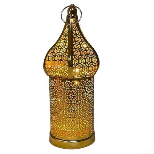 Moroccan Style Hollow Iron Lantern For Ramadan Festival Decoration With Ornamental Light Feature For Home Use (S)