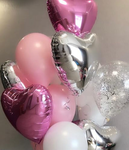 Silver Heart Balloons, 10PCS Metallic Foil for Wedding Anniversary Party - color: Glossy-silver