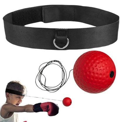 Boxing Ball with Headband, Boxing Reflex Ball Headband Set | React Reflex Ball for Adult Training | Indoor Outdoor Fitness Equipment - color: Red