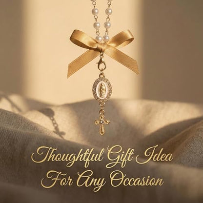 Steering Wheel Charm Cross Car Rosary for Rearview Mirror, Catholic Gift - style: B
