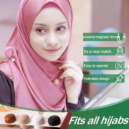 Strong Hijab Magnets for Women - 8 Pack Magnetic Scarf Pins & Clips Secure Hold, Invisible Under Scarf for Muslim Clothing and Accessories (4, Black) - color: Black